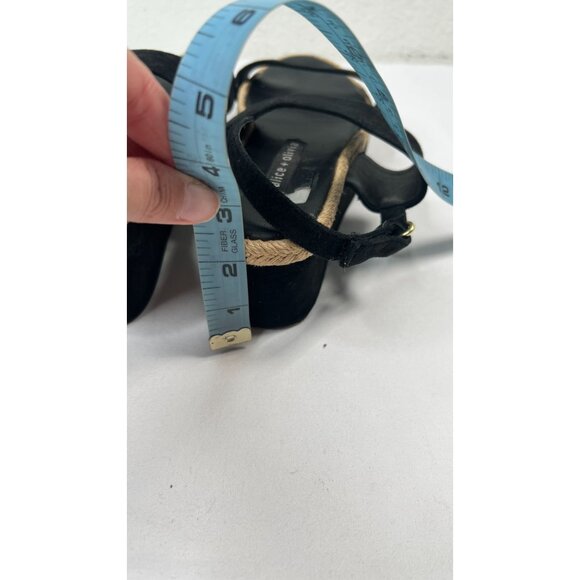 Alice + Olivia Anastasia Flatforms Suede Platform Sandals Jute Trim Black  7.5 - Picture 4 of 13